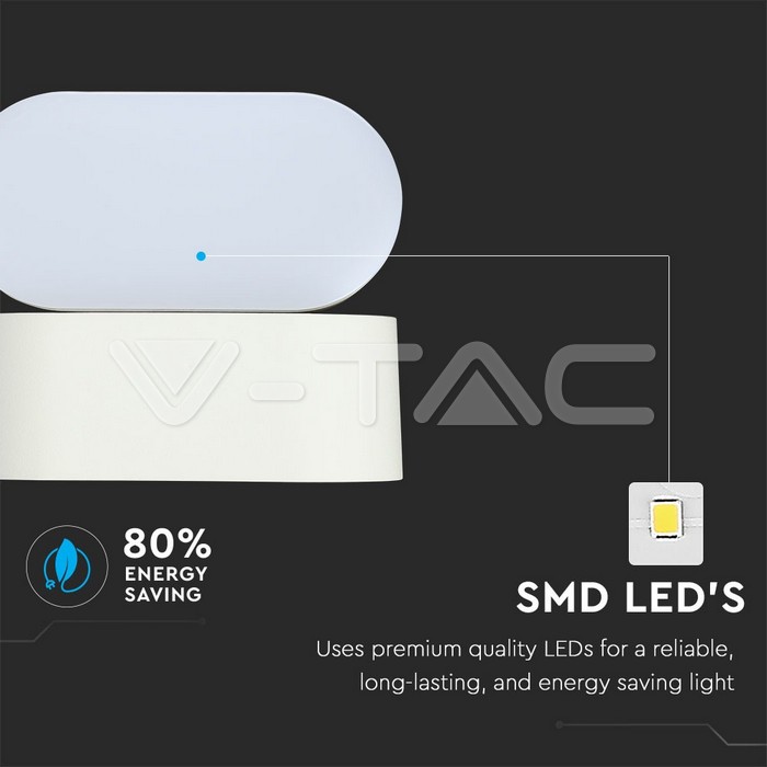 VT-816 6W LED WALL LIGHT 3000K WHITE BODY IP65