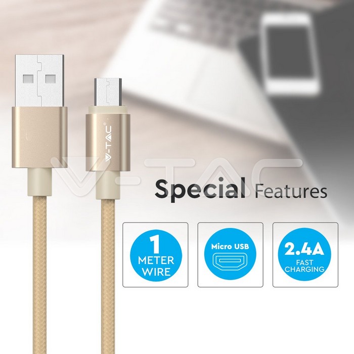 VT-5331 1M MICRO USB CABLE GOLD PLATINIUM SERIES