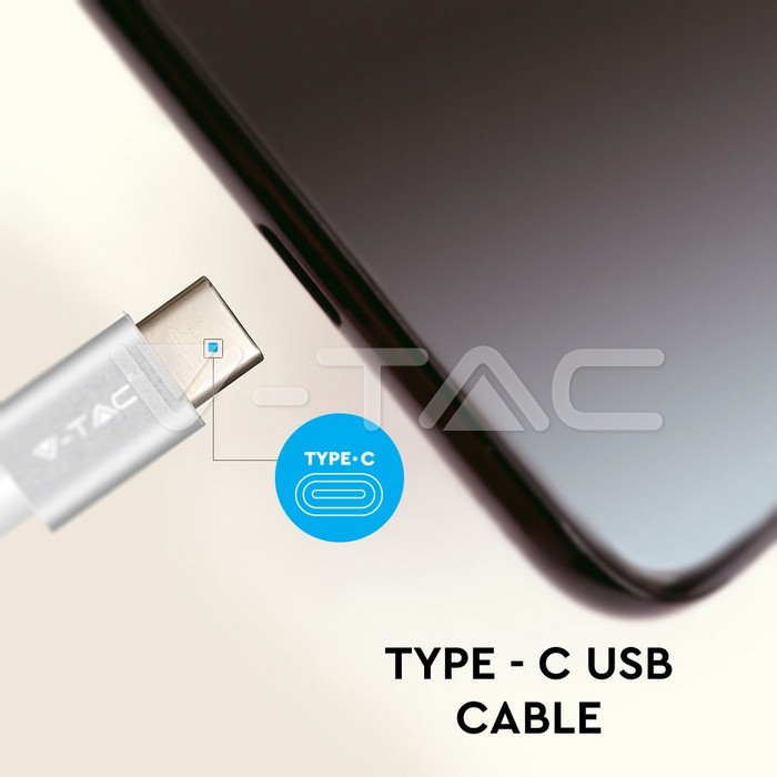 VT-5334 1M TUPE-C USB CABLE SILVER PLATINIUM SERIES