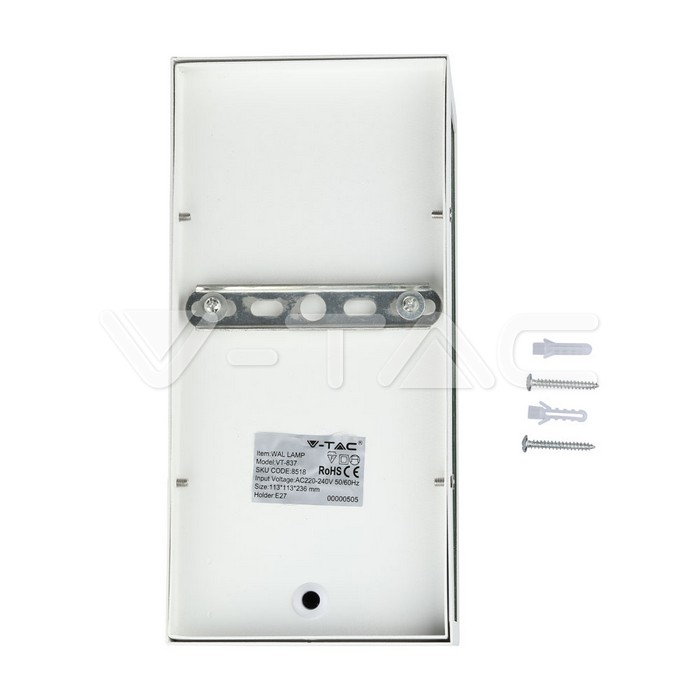 VT-837 Wall Lamp 1*E27 Matt White Clear Glass