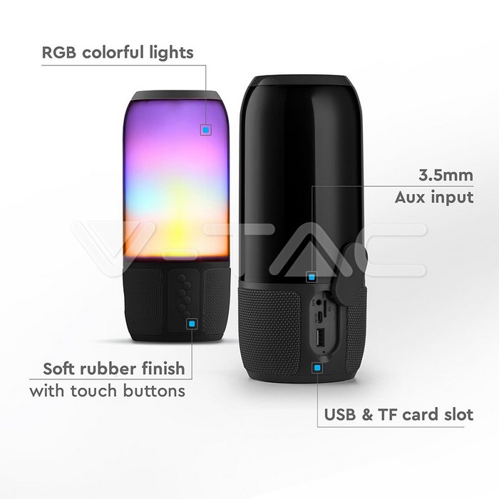 VT-6211 2*3W LED LIGHT BLUETOOTH SPEAKER WITH USB &amp; TF CARD SLOT-BLACK