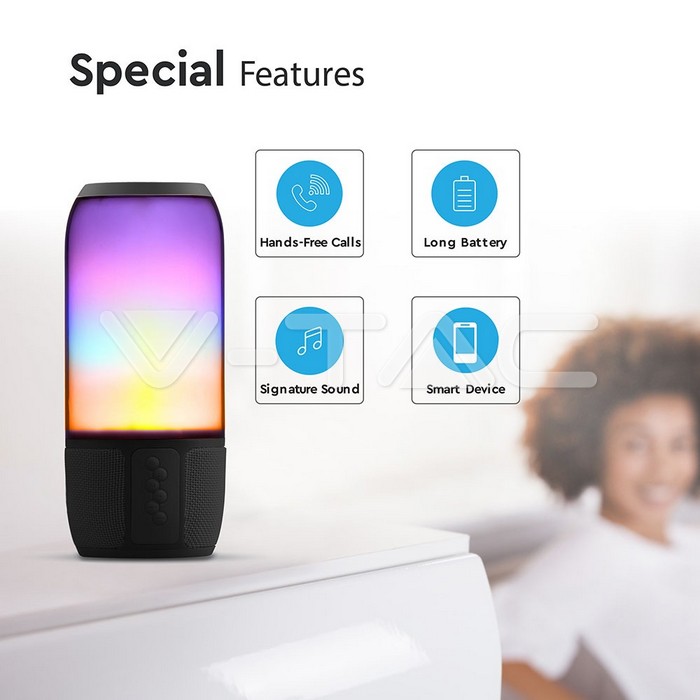 VT-6211 2*3W LED LIGHT BLUETOOTH SPEAKER WITH USB &amp; TF CARD SLOT-BLACK