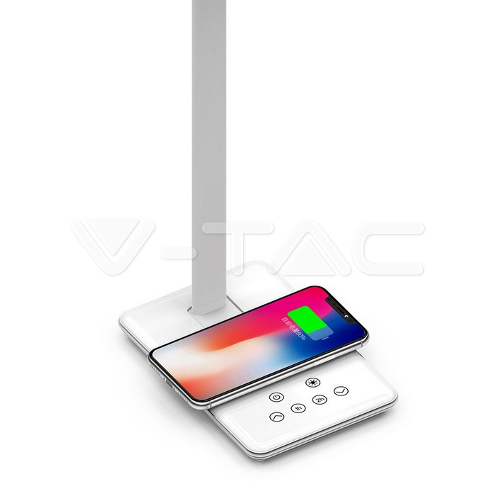 VT-7405 5W LED TABLE LAMP WITH WIRELESS CHARGER WHITE 2700K-6500K WITH ADAPTOR