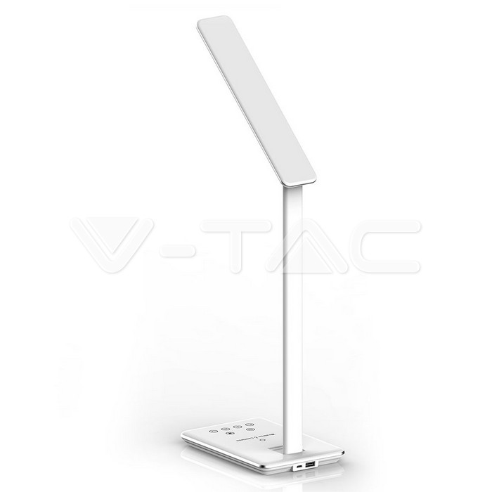 VT-7405 5W LED TABLE LAMP WITH WIRELESS CHARGER WHITE 2700K-6500K WITH ADAPTOR