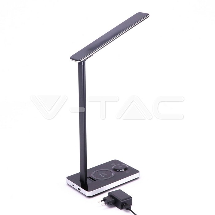 VT-7505 5W LED TABLE LAMP WITH WIRELESS CHARGER BLACK 2700K-6500K WITH ADAPTOR
