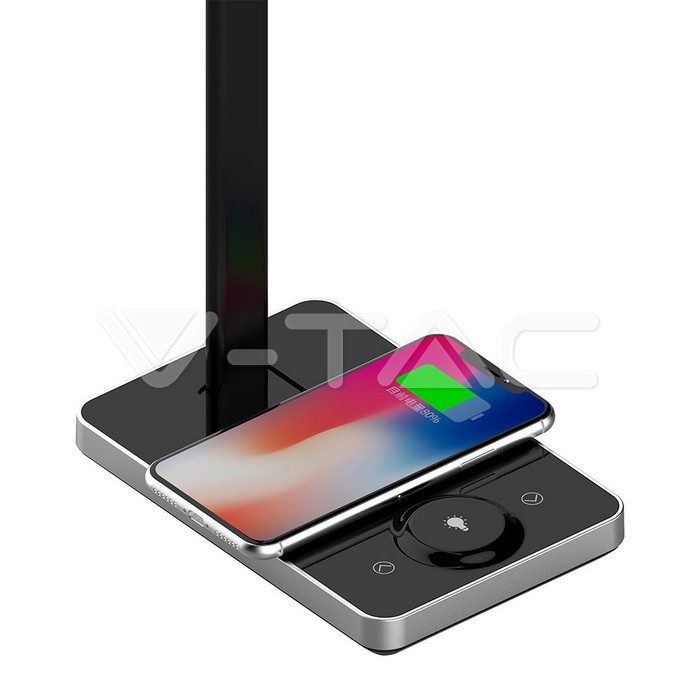 VT-7505 5W LED TABLE LAMP WITH WIRELESS CHARGER BLACK 2700K-6500K WITH ADAPTOR