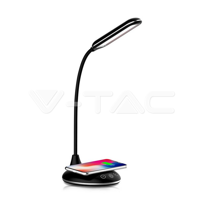VT-7705 5W LED TABLE LAMP WITH WIRELESS CHARGER BLACK 2700K-6500K WITH ADAPTOR