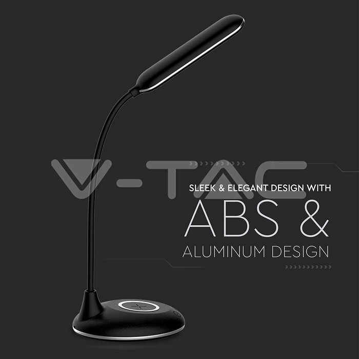 VT-7705 5W LED TABLE LAMP WITH WIRELESS CHARGER BLACK 2700K-6500K WITH ADAPTOR