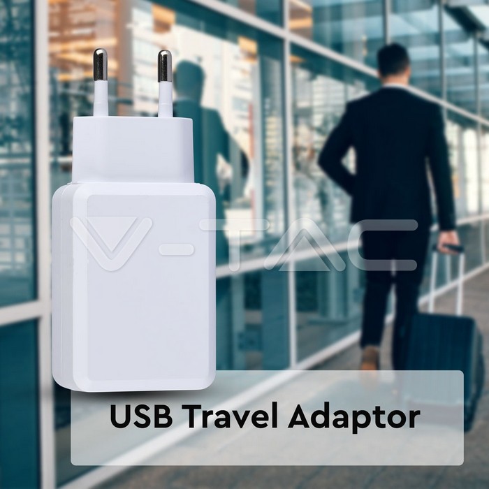 VT-1026 USB QC3.0 TRAVEL ADAPTOR WITH BLISTER PACKAGE-WHITE