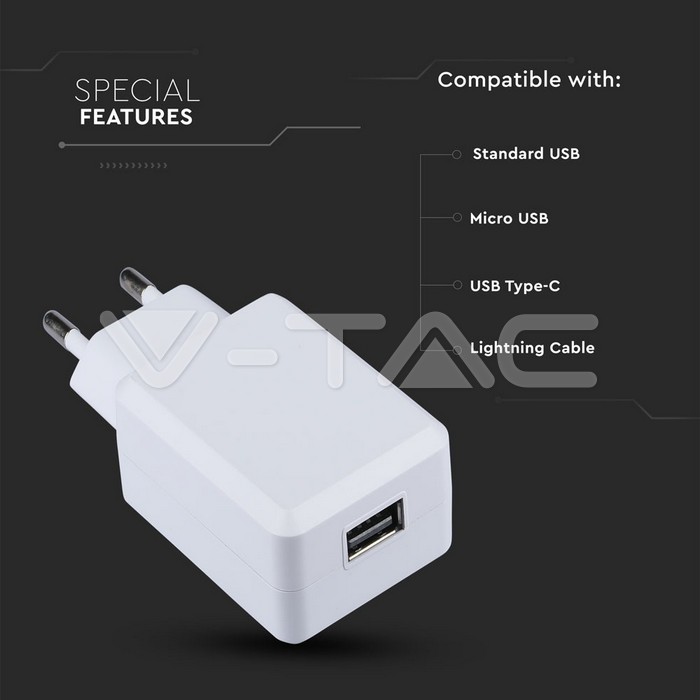 VT-1026 USB QC3.0 TRAVEL ADAPTOR WITH BLISTER PACKAGE-WHITE