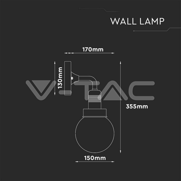 VT-720BW WALL LAMP MATT BLACK DOWN IP65