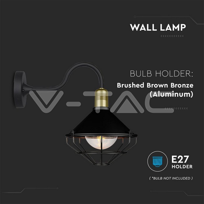 VT-720B WALL LAMP MATT BLACK DOWN IP65