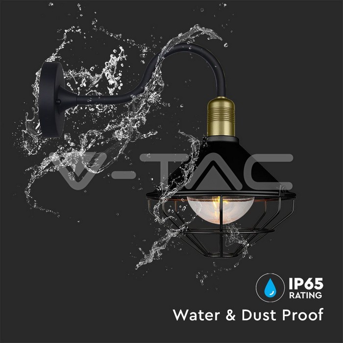 VT-720B WALL LAMP MATT BLACK DOWN IP65