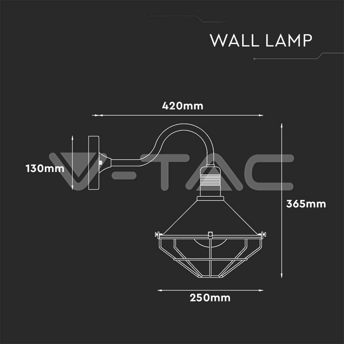 VT-720B WALL LAMP MATT BLACK DOWN IP65