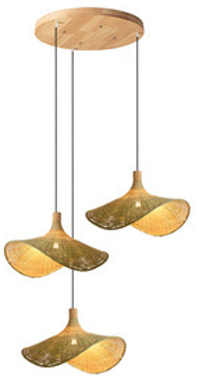 LUMINAIRE TRIPLE SUSPENSION EN BOIS E27 D32