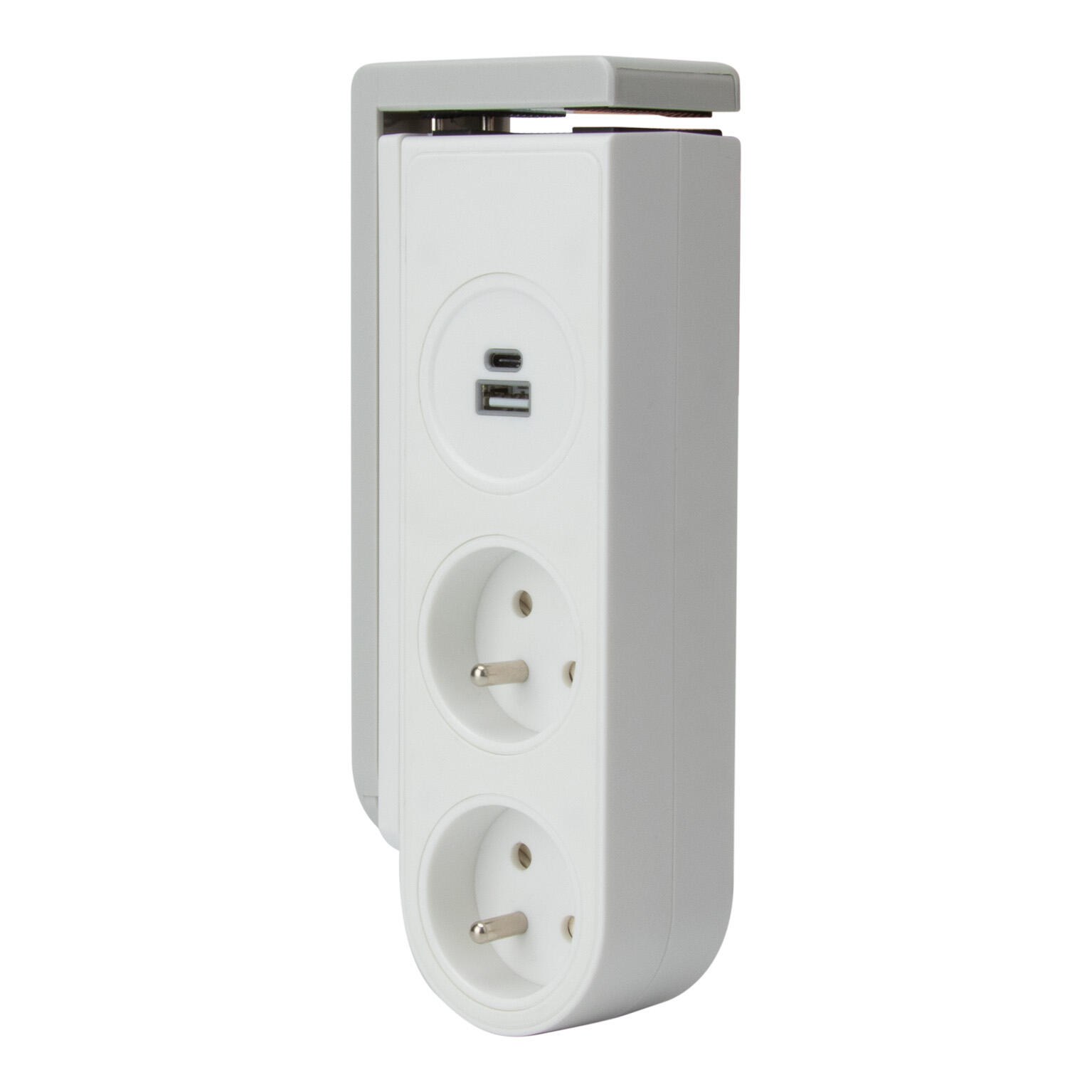 Multiprise clipsable 2 prises avec prises USB A et USB C 1,5m blanc OTIO