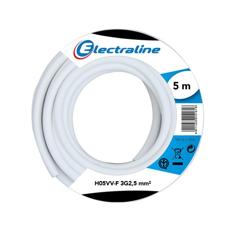 CABLE H05VVF 3G2.5 5M BLANC