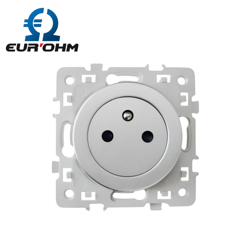 Eur'ohm Prise de courant Square - Affleurante - Silver