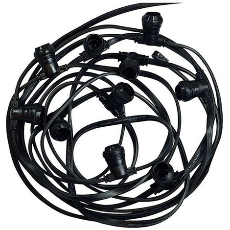VISION-EL GUIRLANDE FORAINE CABLE PLAT NOIR 10 METRES 20 DOUILLES E27