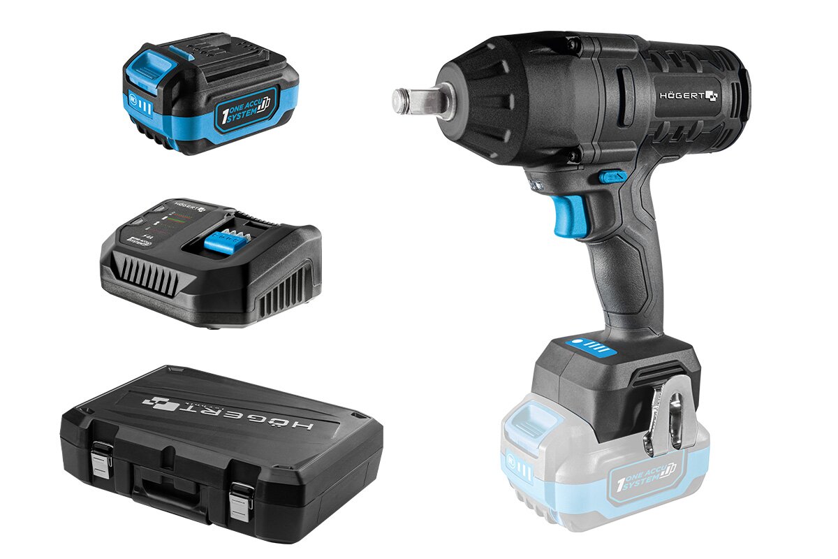 Clé à choc 600 Nm 18 V + 1 batterie + 1 chargeur sans fil HÖGER