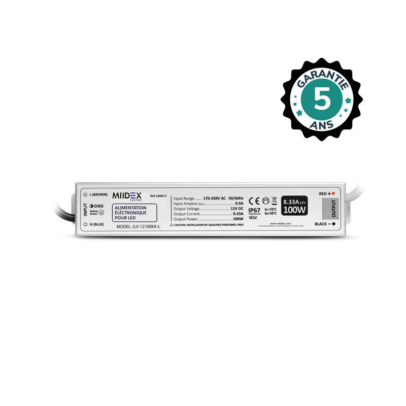ALIMENTATION POUR LED 100W - 12V DC - IP67
