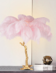 LUMINAIRE A PLUME ORANGE SUR PIED CORPS CUIVRE 80CM