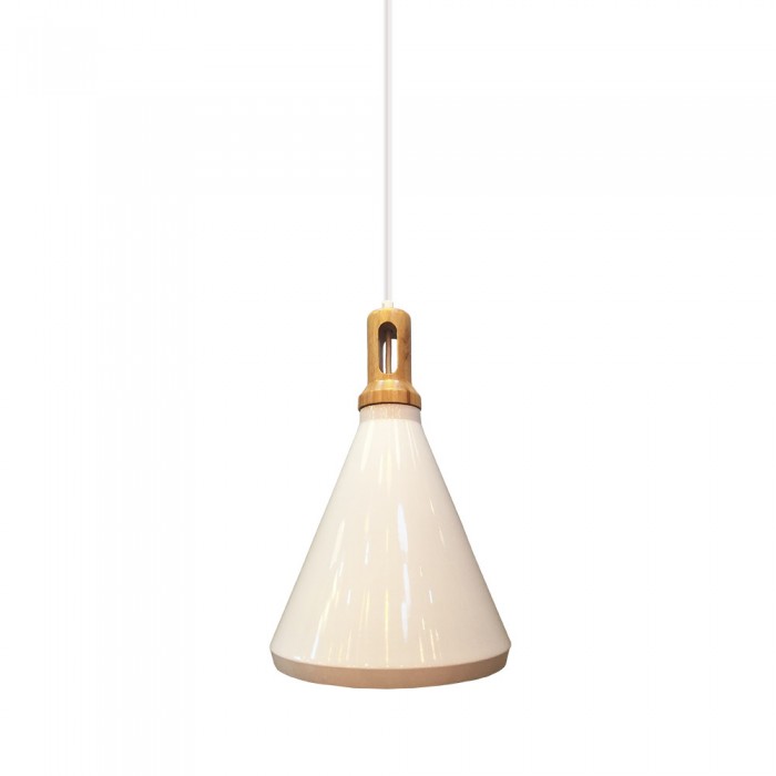 VT-7525 Modern Pendant Light Wooden Top Iron White Color ф250