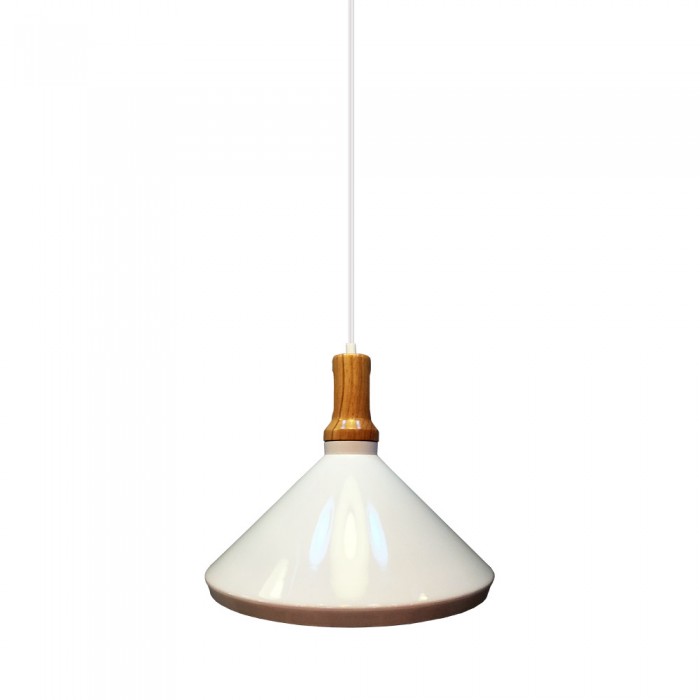 VT-7535 Modern Pendant Light Wooden Top Iron White Color ф250