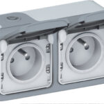 LEGRAND Double prise 2 pôles+terre horizontal Plexo étanche IP55 gris 069912