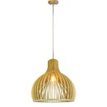 GRAND LUMINAIRE SUSPENSION EN BOIS SUPPORT DÉCORATIF CHROMÉ E27 D350 *