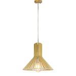 LUMINAIRE SUSPENSION EN BOIS SUPPORT DÉCORATIF CHROMÉ E27 D350 *