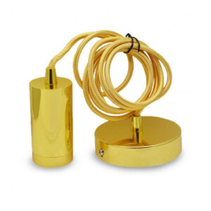 SUSPENSION DOUILLE E27 METAL M009 CYLINDRE OR + CÂBLE 2M