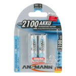 ANSMANN Batterie rechargeable NiMH (1.2V) HR6 AA, capacité 2100mAh, décharge lente, blister de 2