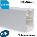 ENSTO Embout 80x54 Goulotte electrique 80x54mm 1 compartiment PVC blanc RAL9010