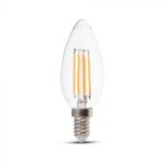 VT-2127 LED Bulb 6W Filament E14 Clear Cover Candle 6400K