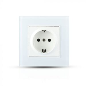 VT-5711 16A EU SINGLE SOCKET WHITE GLASS FINISH