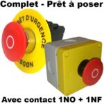 Boitier Arret d'urgence IMO deverouillage rotatif 40mm + contact 1NO et 1NF