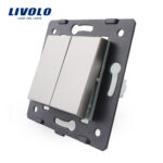 LIVOLO Mécanisme double interrupteur à bascule à impulsion ou bouton poussoir gris