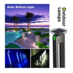 Aluminum solar bollard light GREEN+WHITE