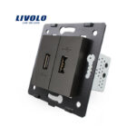 LIVOLO Double prise USB noire avec transformateur