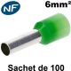 Embouts verts de câblage pour fil souple - 6mm² - Sachet de 100