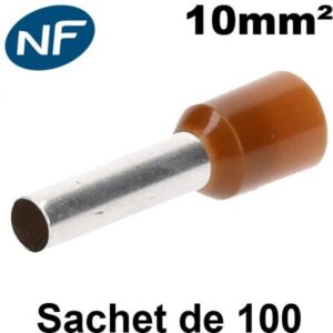Embouts marrons de câblage pour fil souple - 10mm² - Sachet de 100