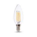 VT-2327 E14 130LM/WATT 6 W FILAMENT CLEAR COVER CANDLE BULB 4000K