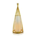 VT-4150 E27 WOODEN FLOOR LAMP WITH RATTAN LAMPSHADE 40X150CM