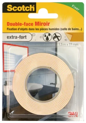 Adhésif double-face miroir blanc 1,5 m x 19 mm/913109