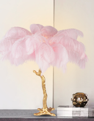 LAMPE SUR PIED PLUME ORANGE H 0.8M DIAM 0.8M