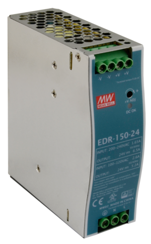Alimentation 24V DC 150W 6.5A MEAN WELL EDR-150-24 pour Rail DIN
