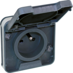 EUR'OHM OXXO PC 2P+T GRIS ENCASTRE IP55