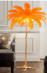 LUMINAIRE A PLUME ORANGE SUR PIED CORPS CUIVRE 1.7M