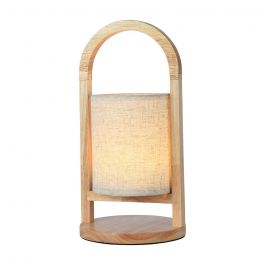 VT-7570 1.5W LED RECHARGEABLE TABLE LAMP TOUCH DIMMABLE 3000K BEIGE WITH WOODEN HANDLE